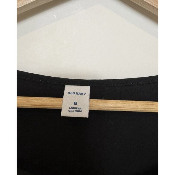 Old Navy Black Mini Dress Medium Boho Babydoll Long Sleeve Flowy M - Picture 6 of 7